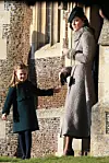 KING'S LYNN, ENGLAND - DECEMBER 25: Catherine, Duchess of Cambridge and Princess Charlotte leave after attending the Christmas Day Church service at Church of St Mary Magdalene on the Sandringham estate on December 25, 2019 in King's Lynn, United Kingdom. (Photo by Stephen Pond/Getty Images)