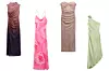 Zara haljina od tila s printom (35,95 eura)/Mango ružičasta cvjetna haljina s prorezom (79,99 eura)/Zara bež haljina od tila s uzorkom (35,95 eura)/Mango zelena haljina na jedno rame (99,99 eura)