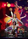 HELSINKI, FINLAND - MAY 09: Netherland's entry to the Eurovision Song Contest 2007, Edsilia Rombley performs on stage during a dress rehearsal for the semi Final on May 9, 2007 in Helsinki, Finland. The final of the Eurovision Song Contest will take place at Hartwall Areena on May 12 in Helsinki. (Photo by Johannes Simon/Getty Images)