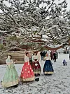 Šetnja kraljevskom palačom Gyeongbokgung u glavnom gradu u tradicionalnoj odjeći hanbok, koja se može unajmiti za 15-ak eura