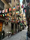 Povijesne ulice krase zastavice, među kojima je i hrvatska