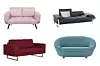Ružičasti dvosjed Beliani; Conforama (458 eura) / Dvosjed Dunkelblau; xxxLutz ( 1699 eura) / Dvosjed od tkanine boja vina; Vivre (2379,00 kn) / Sofa Mikrofaser Türkis; xxxLutz (919 eura)