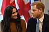 LONDON, UNITED KINGDOM - JANUARY 07: Prince Harry, Duke of Sussex and Meghan, Duchess of Sussex gesture during their visit to Canada House in thanks for the warm Canadian hospitality and support they received during their recent stay in Canada, on January 7, 2020 in London, England. (Photo by DANIEL LEAL-OLIVAS - WPA Pool/Getty Images)
