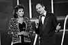 ARHIVSKA FOTOGRAFIJA Zagreb, 05 / 1990 Eurosong, Helga Vlahovic i Oliver Mlakar, voditelji Eurovizije. Foto: Josip Bistrovic / CROPIX