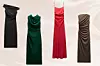 Mango crna nabrana haljina bez ramena (49,99 eura)/zara zelena midi haljina bez rukava (69,95 eura)/Zara crvena drapirana slip haljina (35,95 eura)/Zara smeđa drapirana midi haljina (29,95 eura)