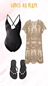 Zalando Even&Odd Dodaci za plažu - stone - 18 eura; DORINA BAIGA - Kupaći kostim - black - 29,86 eura; Havaianas SLIM STYLISH - Obuća za bazen - black - 44,99 eura