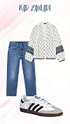 Zalando Levi‘s® 501® CROP JEANS - Traperice ravnih nogavica - erin can‘t wait stretch - 71,95 eura; Zara bluza s uzorkom i balon rukavima - 29,95 eura; Answear Tenisice adidas Originals Samba - 129,90 eura