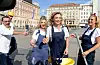 Zagreb, 090920 Jelacic plac, glumci kazalista Moruzgva odrzali su performans uoci premijere najnovije predstave Majstori. Na fotografiji: Kreso Dolencic, Jasna Palic., Ecija Ojdanic; Foto: Bruno Konjevic / CROPIX
