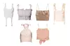 Top u stilu korzeta Dion Lee (3935 kn)/ top s tankim naramenicama LeGer; About You (224 kn)/ top od mješavine lana Zara (149,90 kn)/ top s mašnama Orseund Iris (6404 kn)/ top s vezivanjem oko vrata Staud (145 dolara)/ top s otvorenim leđima H&M (10 eura)