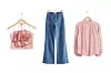 Top s detaljem cvijeta (99 eura)/ traperice (79 eura)/ bluza s visokim ovratnikom (89 eura)