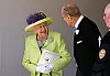 WINDSOR, UNITED KINGDOM - MAY 19: Queen Elizabeth II talks with Prince Philip, Duke of Edinburgh after the wedding of Prince Harry and Meghan Markle at St George's Chapel at Windsor Castle on May 19, 2018 in Windsor, England. (Photo by Alastair Grant - WPA Pool/Getty Images)