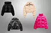 Crna kratka puffer jakna Zara (29,97 eura), Metalik puffer jakna Zara (29,97 eura), Bež puffer jakna Jacquemus (1025 eura), Ružičasta puffer jakna duža Vetements (2373 eura)