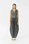 Gestuz JOSIE BARREL - Široke nogavice - greige denim wash - 189,66 eura