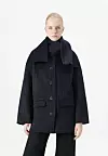 Selected Femme SLFPAM HANDMADE SCARF STRIPE - Kratki kaputi - dark sapphire - 228,15 eura