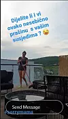 Nives Drpić čisti terasu svog doma u Zagrebu.