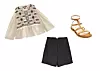 Tunika s resama 299,90 kn ZARA; Bermude 159,90 kn STRADIVARIUS; Wonders sandale 769 kn RODEA.