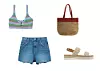 Pleteni crop top 139,90 kn R E S E R V E D; Traper šorc 179,90 kn PULL & BEAR; Torba 229,90 kn RESERVED; Sandale 229 kn DEICHMAN.