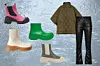 Gumirane čizme Ganni (215 eura)/ gumirane čizme Bottega Veneta (490 eura)/ čizme s gumiranim potplatom Stella McCartney; Net-a-Porter (4093 kn)/ čizme Chelsea stila Stradivarius (299,90 kn)/ prošivena jakna H&M (39,99 eura)/ kožne hlače Mother; Farfetch (324 eura)