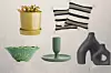 Lončanica od terakote Arket (29 eura) / jastuk s pomponom H&M Home (24,99 eura) / ukrasna posuda s motivom kupusa Arket (45 eura) / svijećnjak Arket (15 eura) / ukrasna vaza H&M Home (25 eura - veći primjerak)
