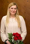 Knin, 040418 Janica Kostelic drzavna tajnica Sredisnjeg drzavnog ureda za sport urucila je donaciju od milijun i po kuna za izgradnju atletske staze gradonacelniku Knina Marku Jelicu. Na fotografiji: Janica Kostelic. Foto: Vladimir Dugandzic / CROPIX