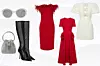 Naočale Celine/ Srebrna šljokičasta torbica Jimmy Choo/ Čizme Saint Laurent/ Crvena haljina s detaljem perja Safiyaa/ Crvena haljina s detaljem ruža Valentino/ Bijela haljina s mašnicama Rebecca Vallance