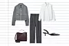 Lagana jakna Stradivarius (29,99 eura)/ kožna torba Gina Tricot; Zalando (39 eura)/ poslovne hlače H&M (30,99 eura)/ bijela košulaj od pamuka Mango (29,99 eura)/ slingback cipele Deichmann (29,99 eura)