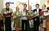 Zagreb, 180609. Svecana dodjela godisnjih nagrada Hrvatskog narodnog kazalista u Zagrebu za najbolja dramska, operna i baletna ostvarenja u sezoni 2008./2009. Laureati Davor Radic operni pjevac, Pavla Mikolavcic balerina, Zijad Gracic glumac, Azamat Nabiullin baletan, i Marija Kuhar Sosa operna pjevacica poziraju fotoreporterima.