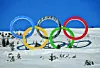 Olimpijski prstenovi u Genting Snow Parku u Zhangjiakou, Kina.