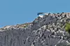 Makarska, 240620 Skywalk ili nebeska setnica koja je dovrsena na predjelu Ravna Vlaska na planini Biokovo iznad Makarske. Luk prekriven staklom strsi 12m od ruba litice visoke 1228m i jedini je takav u Hrvatskoj. Nova biokovska atrakcija ceka skoro otvaranje. Na fotografiji : Skywalk na planini Biokovo. Foto: Ivo Ravlic / CROPIX