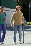 LOS ANGELES, CALIFORNIA October 13th 2011. Contact US 323 687 8025 Pictures by Coleman-Rayner EXCLUSIVE: Brave Nancy Dow makes her first public outing after she was hospitalized with a stroke over a month ago. The 75-year-old mother of Jennifer Aniston - who was accompanied by a nurse - looked pale and unsteady as she hobbled along with a walking stick. Pics by Matt Symons/Coleman-Rayner. Not for use prior to agreed fee. Tel US 001 320 4744343 by: Matthew Symons/Coleman-Rayner For further information: Tel US: (001) 323 434 5734 Cell Tel US: (001) 310 474 4343 Office www.coleman-rayner.com, Image: 105179466, License: Rights-managed, Restrictions: , Model Release: no, Credit line: Matthew Symons/Coleman-Rayner / Coleman-Rayner / Profimedia