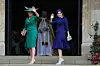 WINDSOR, ENGLAND - OCTOBER 12: Sarah Ferguson and Princess Beatrice of York arrive ahead of the wedding of Princess Eugenie of York to Jack Brooksbank at Windsor Castle on October 12, 2018 in Windsor, England. (Photo by Steve Parsons - WPA Pool/Getty Images)