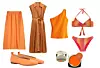 Suknja od viskoze midi dužine 35,99 € C&A/ Pamučna haljina 39,95 € ZARA/ Asimetrična majica od pamuka i poliestera 9,99 € H&M/ balerinke Wonders 98,95 € RODEA/ Bikini grudnjak 21,90 € i gaćice 37,90 € CALZEDONIA/ Neon Colour Gel za nokte 8,63 € JANA NAILS