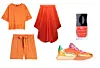 Pamučna majica 15,99 € C&A/ Pamučne kratke hlače 15,99 € C&A/ Lak za nokte Orange Red 9,14 € ALESSANDRO/ Kožnate tenisice Mjus 149,95 € RODEA