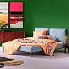 Krevet East Side Cord plavi s presvlakom od samta, 180x200 cm, 1762 €, Kare