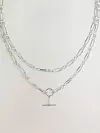 Silver Tone 2 Layer T-Bar ogrlica - 18 eura