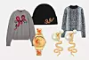 Majica, 1400 €, Gucci/ Kapa, 412 €, Chloe/ Majica, 11,99 €, H&M/ Sat iz Swatcheve limitirane kolekcije posvećene godini Drvene zmije/ Biserne naušnice sa zmijama iz Diorove kolekcije