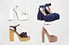 Platforme Versace; Farfetch (1352 eura)/ platforme od trapera Nodaleto; Mytheresa (590 eura)/ kombinirane platforme Saint Laurent; Matchesfashion (895 eura)/ lakirane platforme Valentino (6719 kn)