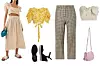 Prugasto odijelo suknja + top Acler; Moda Operandi (2.129,50 + 2.129,50 kn) / Svileni cvjetni top Miu Miu; My Theresa (840 eura) / Sandale s remenčićima Emma Tomi Hilfiger; About You (679,00 kn) / Odrezane karirane hlače Kors; Net-a-Porter (195 eura) / Laneni top s mašnom Posse; Moda Operandi (1.011,00 kn) / Ručna torba Heart Lock Moschino; Zalando (7.129,00 kn)