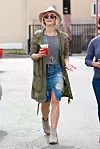 West Hollywood, CA - Julianne Hough is a happy gal as she stops by Handcrafted Modern West Hollywood with a friend this afternoon, the blonde babe wore a gray blouse underneath an olive green anorak, denim skirt and beige fringe suede booties. January 28, 2015,Image: 216636456, License: Rights-managed, Restrictions: NO Brazil, Model Release: no, Credit line: FANA / Backgrid USA / Profimedia