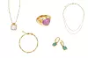 Ogrlica Lena Charm (1.123,60 kn)/Prsten Jelly Heart Gemstone (764 kn)/Ogrlica Double Chain (1.159,60 kn)/Narukvica Filia Chain (800 kn)/Naušnica Mini Pyramid Charm (764 kn)