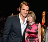 NEW YORK, NY - AUGUST 20: Professional Tennis Player Roger Federer (L) and Vogue Editor-in-Chief Anna Wintour attend Moet & Chandon Celebrates Its 270th Anniversary With New Global Brand Ambassador, International Tennis Champion, Roger Federer at Chelsea Piers Sports Center on August 20, 2013 in New York City. (Photo by Andrew H. Walker/Getty Images for Moet & Chandon)