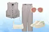 Zara sivi crop prsluk uz tijelo (25,95 eura)/Jacquemus bijela kožna torbica (620 eura)/Zara sive hlače muškog stila (25,95 eura)/Chloé sunčane naočale (270 eura)/Zara niske tenisice s platformom (25,95 eura)