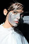 MILAN, ITALY - SEPTEMBER 20: A Model prepares backstage for Frankie Morello fashion show during the Milan Fashion Week Spring/Summer 2020 on September 20, 2019 in Milan, Italy. (Photo by Saverio Marfia/WireImage,)