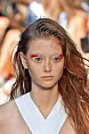 MILAN, ITALY - SEPTEMBER 21: A model, beauty detail, walks the runway at the Salvatore Ferragamo show during the Milan Fashion Week Spring/Summer 2020 on September 21, 2019 in Milan, Italy. (Photo by Pietro D'Aprano/Getty Images)