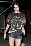 New York, NY - Kendall Jenner and Hailey Baldwin are spotted heading for a night out in the Big Apple. Kendall is spotted heading to pick up her BFF Hailey at her hotel. The pair look casual as they head to their destination. Jenner shows some major leg in a pair of short shorts while Baldwin showed some attitude in her ripped and distressed denim. July 9, 2016,Image: 293703961, License: Rights-managed, Restrictions: NO Brazil, Model Release: no, Credit line: T Jackson / Backgrid USA / Profimedia