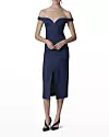 Carolina Herrera - Off-The-Shoulder Ruched Denim Midi Dress