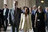 Spains King Felipe VI (L) and Queen Letizia (C) visit the opening of the exhibition Felipe VI, a decade of the history of the Spanish Crown marking the 10th anniversary of the proclamation of King Felipe VI, at the Royal Palace in Madrid, on June 20, 2024. (Photo by BERNAT ARMANGUE/POOL/AFP)