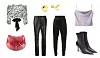 Top s uzorkom zebre Zara (199,90 kn)/ crvena torbica Jil Sander; Heraldi Men&Women (8400 kn)/ zlatne naušnice Zaks (900 kn)/ kožne hlače Victoria Victoria Beckham; Heraldi Men&Women (5900 kn)/ kožne hlače Isabel Marant; Matches Fashion (2200 eura)/ satenski top Stradivarius (99,90 kn)/ gležnjače na petu Balenciaga; My Theresa (995 eura)