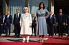 Zagreb, 080922. Pantovcak, Ured predsjednika. Turski predsjednik Recep Tayyip Erdogan sa suprugom je u slubenom posjetu RH. Susreo se s predsjednikm RH Zoranom Milanovicem. Na fotografiji: svecani docek, Emine Erdogan, Sanja Music Milanovic.