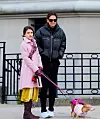 11/09/2019 EXCLUSIVE: Katie Holmes and Suri Cruise bundle up for a dog walk in New York City. Katie kept things casual wearing a black bomber jacket paired with black sweats and white trainers. Suri sported a pink top coat over a yellow velvet dress and cordovan boots., Image: 482013062, License: Rights-managed, Restrictions: Exclusive NO usage without agreed price and terms. Please contact sales@theimagedirect.com, Model Release: no, Credit line: TheImageDirect.com / The Image Direct / Profimedia